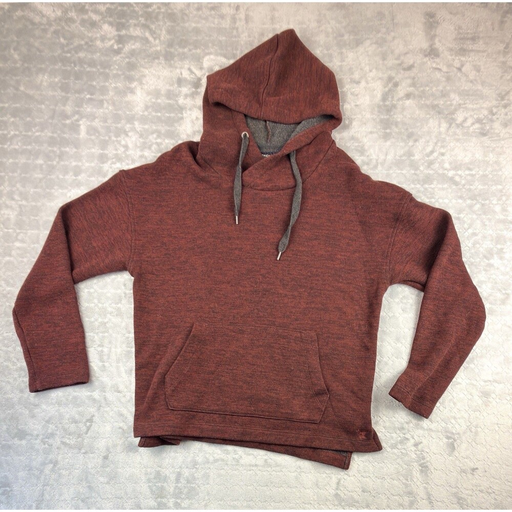 American Eagle Men's M Burgundy Wool Blend Crossover Neck Pullover Hoodie